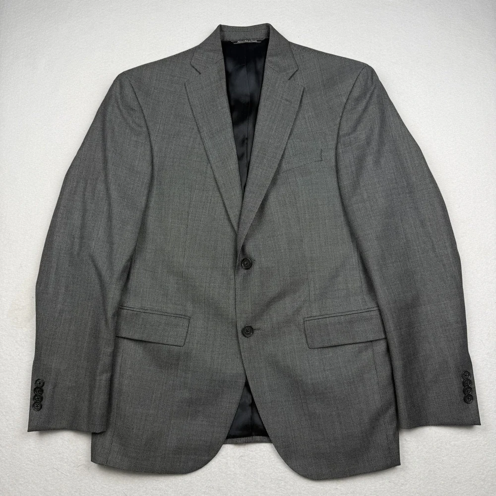 Jack Victor Suit Jacket Mens 39R Gray Geometric Wool Orleans 2 Button Canada